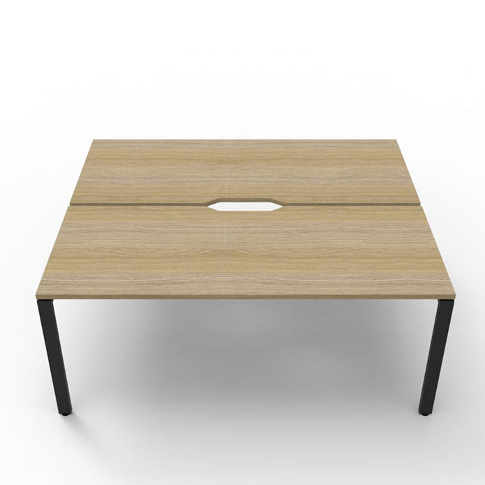 Rapidline Deluxe Profile Leg Double Side Office Desk No Screen Natural Oak Black