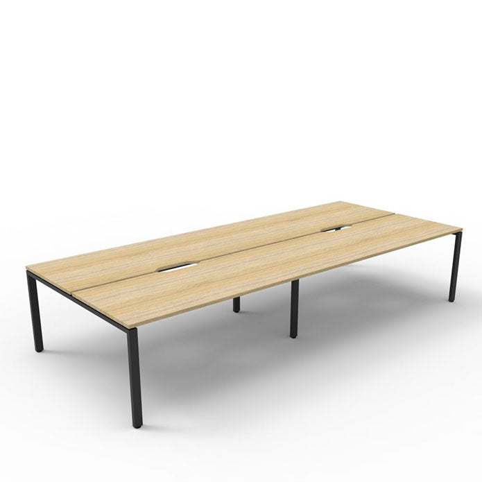 Rapidline Deluxe Profile Leg Double Side Office Desk No Screen Natural Oak Black