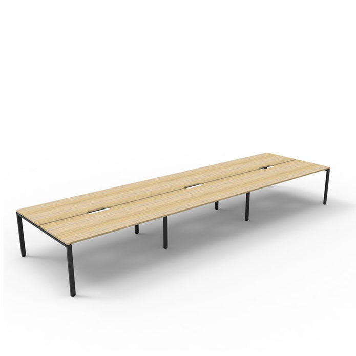 Rapidline Deluxe Profile Leg Double Side Office Desk No Screen Natural Oak Black