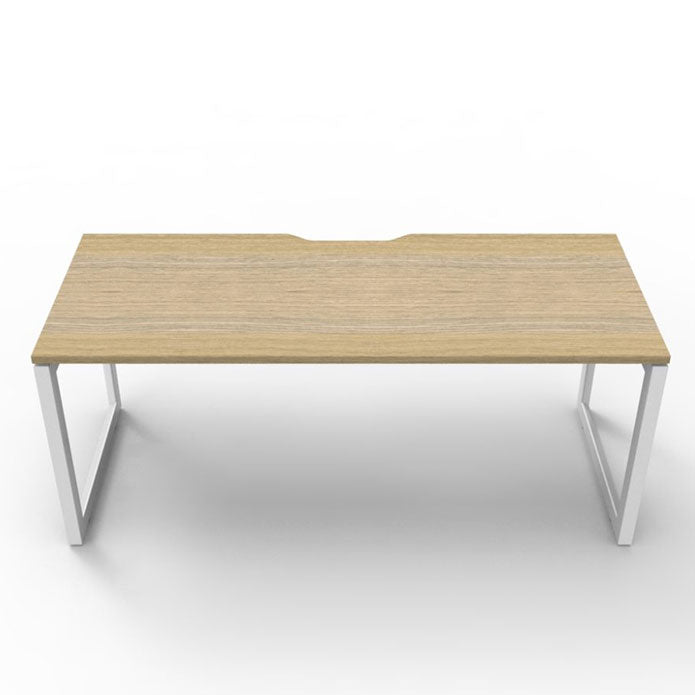 Rapidline Deluxe Loop Leg Single Side Office Desk No Screen Natural Oak White