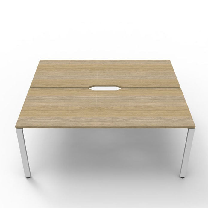Rapidline Deluxe Profile Leg Double Side Office Desk No Screen Natural Oak White