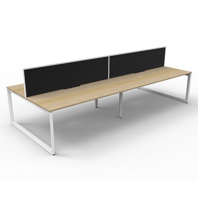 Rapidline Deluxe Loop Leg Double Side Office Desk With Screen Natural Oak White