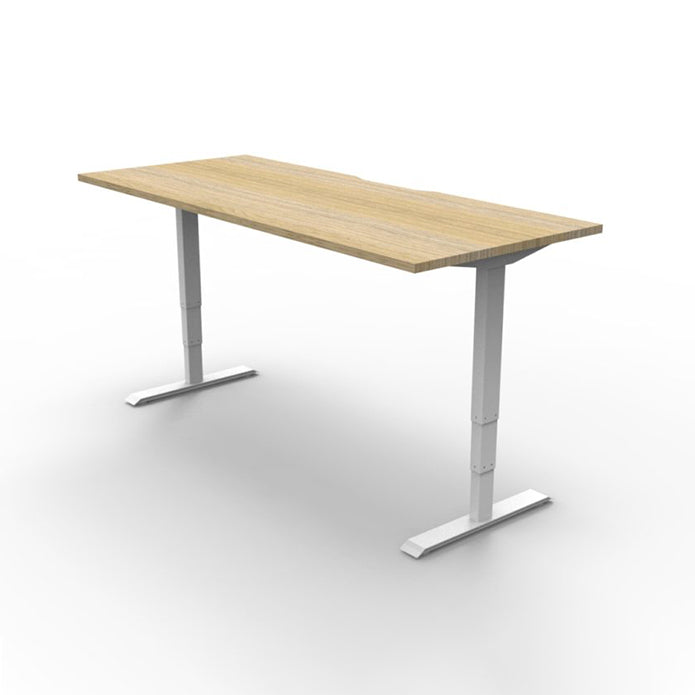 Rapidline Boost Electric Height Adjustable Sit Stand Office Computer Desk Natural Oak White