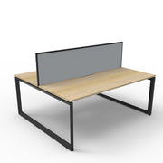 Rapidline Deluxe Loop Leg Double Side Office Desk With Screen Natural Oak Black