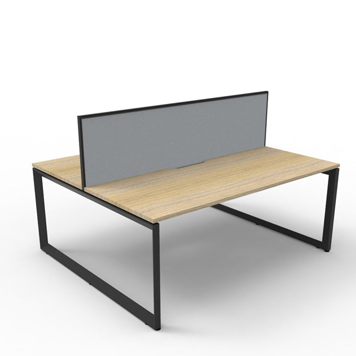 Rapidline Deluxe Loop Leg Double Side Office Desk With Screen Natural Oak Black