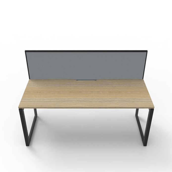 Rapidline Deluxe Loop Leg Single Side Office Desk With Screen Natural Oak Black