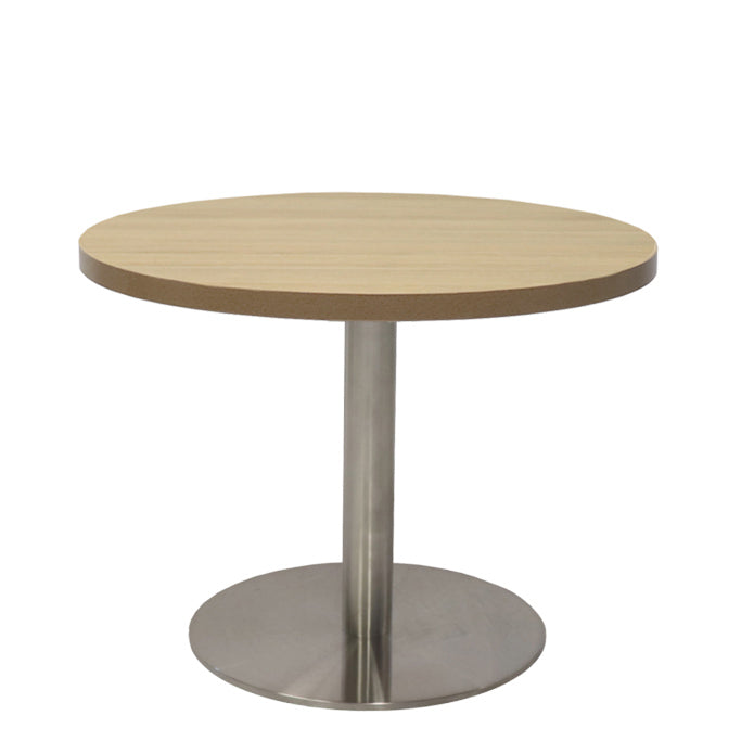 Rapidline Disc Base Coffee Table 600mmD x 425mmH Stainless Steel Natural Oak