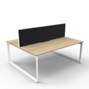 Rapidline Deluxe Loop Leg Double Side Office Desk With Screen Natural Oak White