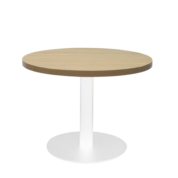 Rapidline Disc Base Coffee Table 600mmD x 425mmH White Natural Oak