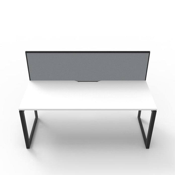 Rapidline Deluxe Loop Leg Single Side Office Desk With Screen Natural White Black