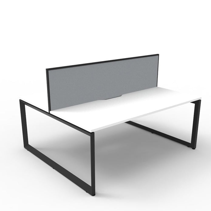 Rapidline Deluxe Loop Leg Double Side Office Desk With Screen Natural White Black