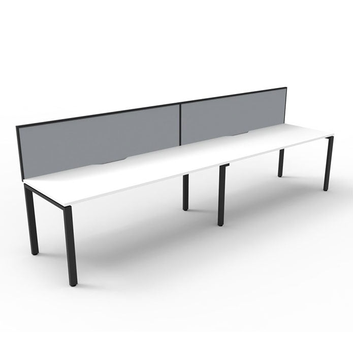 Rapidline Deluxe Profile Leg Single Side Office Desk With Screen Natural White Black