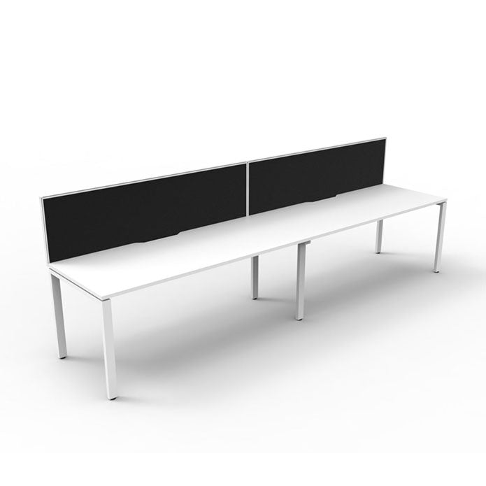 Rapidline Deluxe Profile Leg Single Side Office Desk With Screen Natural White White